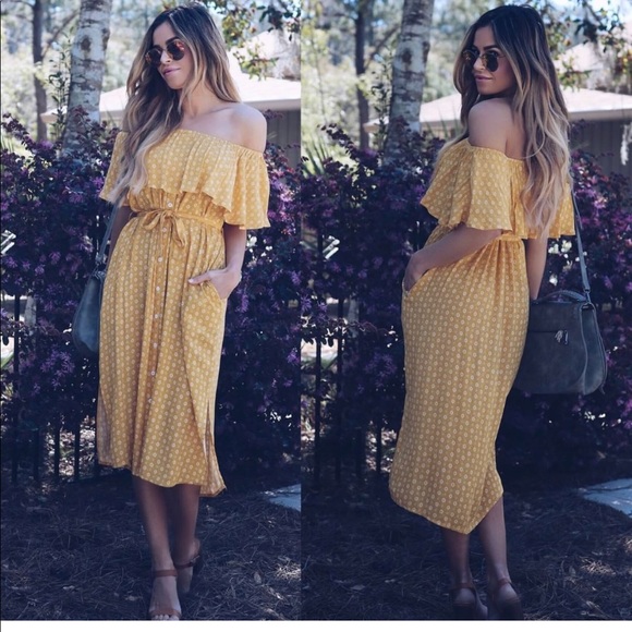 Mustard midi dress - Picture 1 of 3